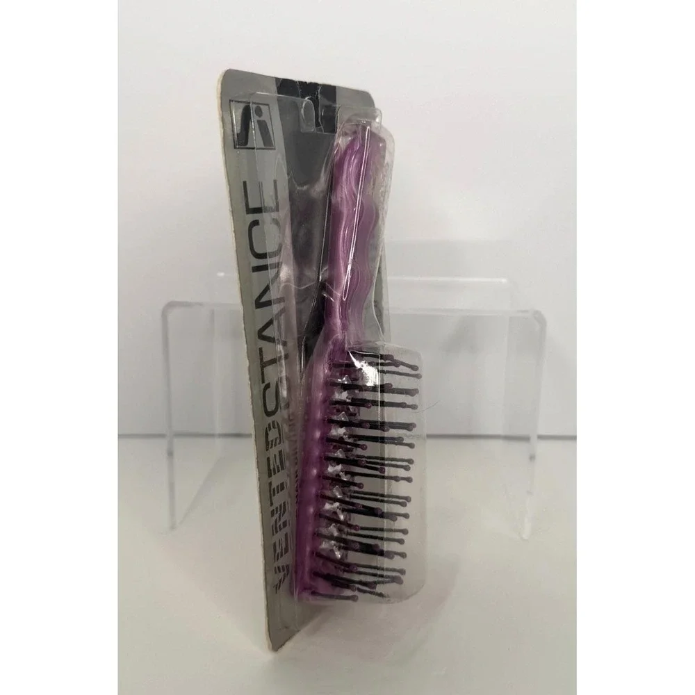 NOS Vintage Stance Tinted Crystal Hair Brush Ball Tipped Bristles, Vented Purple